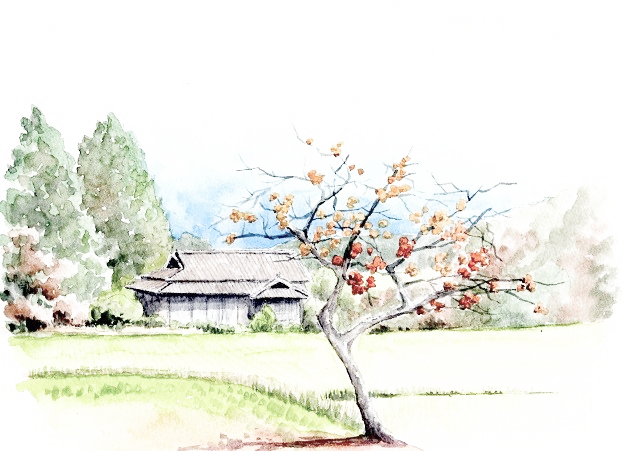柿の木のある風景